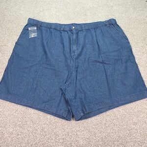 New KingSize Mens 4XL Big Blue Denim Elastic Waist Drawstring Shorts Medium Wash